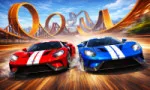 Two Stunt Supercars is an exciting stunt-driving game where players take the wheel of powerful supercars to perform spectacular acrobatics on aerial tracks.